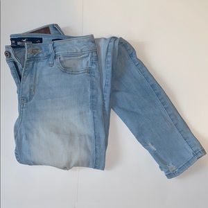 Distressed light wash jeans